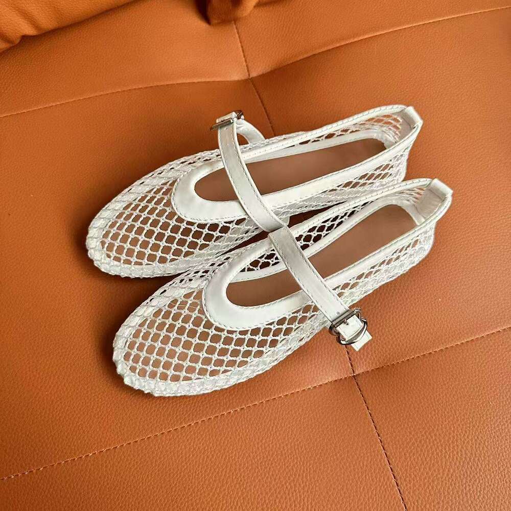 Round Toe Fishnet Hollow Mary Jane Shoes Women 2025 Summer New 35-42 Large Size Sandals