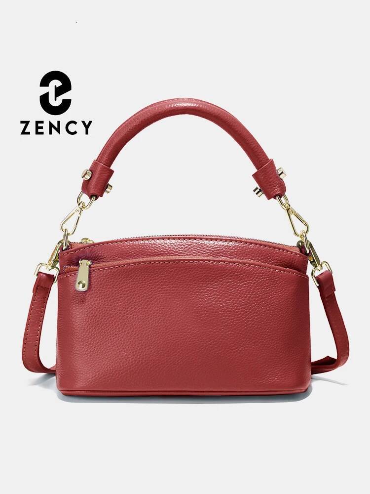 Zency Women Blue Red Soft Genuine Zipper Cowhide Leather Shoulder Bag Ladies Crossbody Small Handbag Satchels Sac