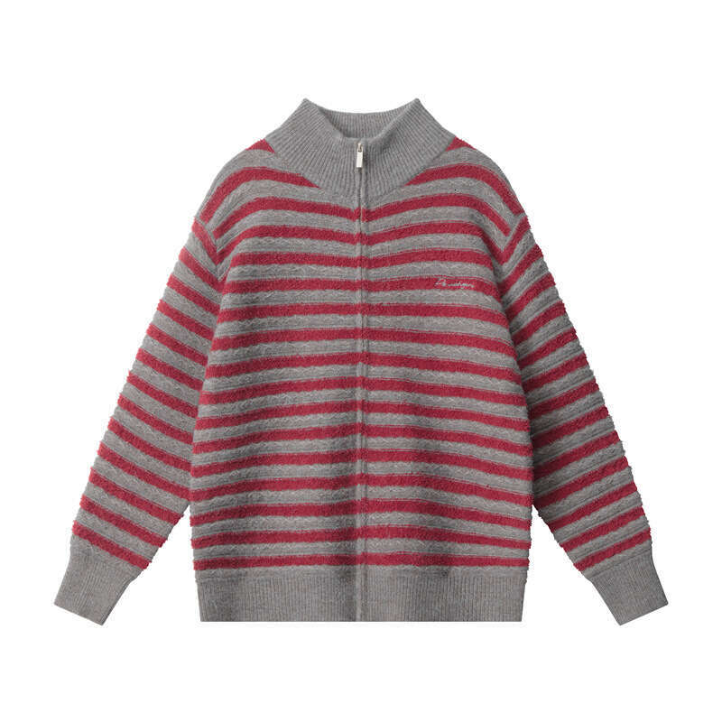Autumn Winter Striped Sweater College Style Soft Lazy Unisex Knitted Cardigan B3