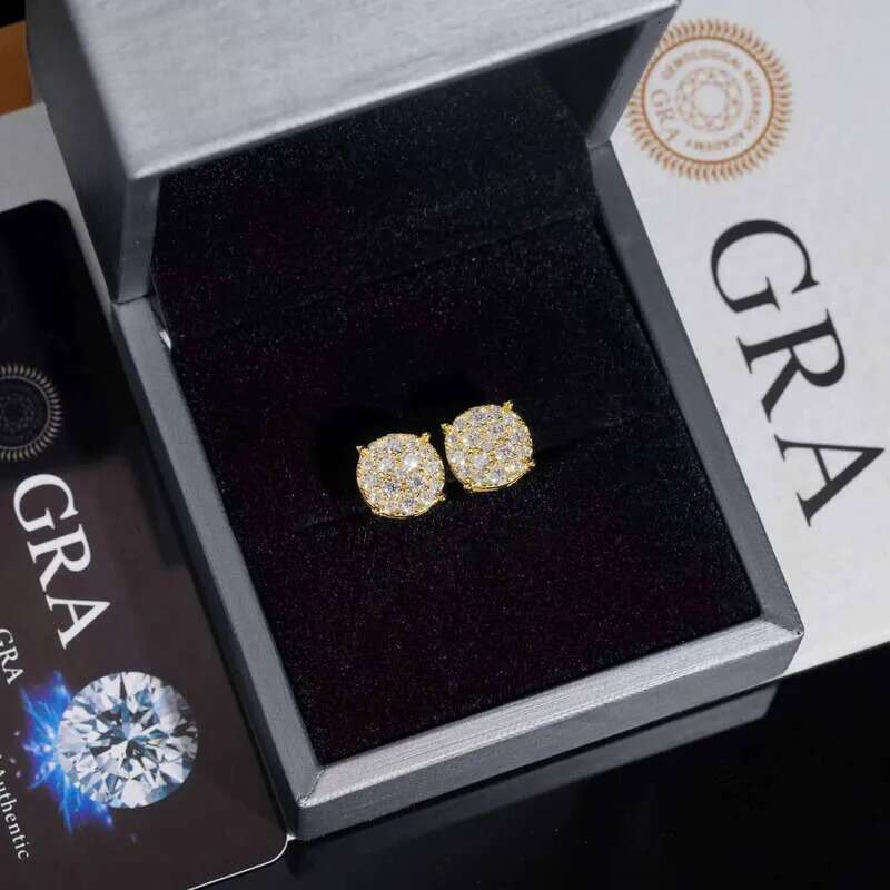 Fine Pass Tester Stocks Sterling Sier Iced Out Hip Hop Jewelry VVS Sparkling Moissanite Stud Earring Men Earrings