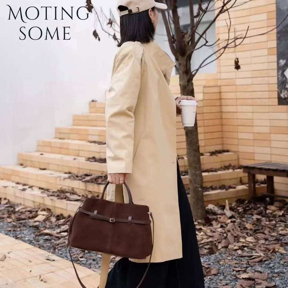 Motingsome Suede Leather for Women Frosted Bag Retro New Autumn and Winter Casual Shoulder Handbag Commuter Tote bag
