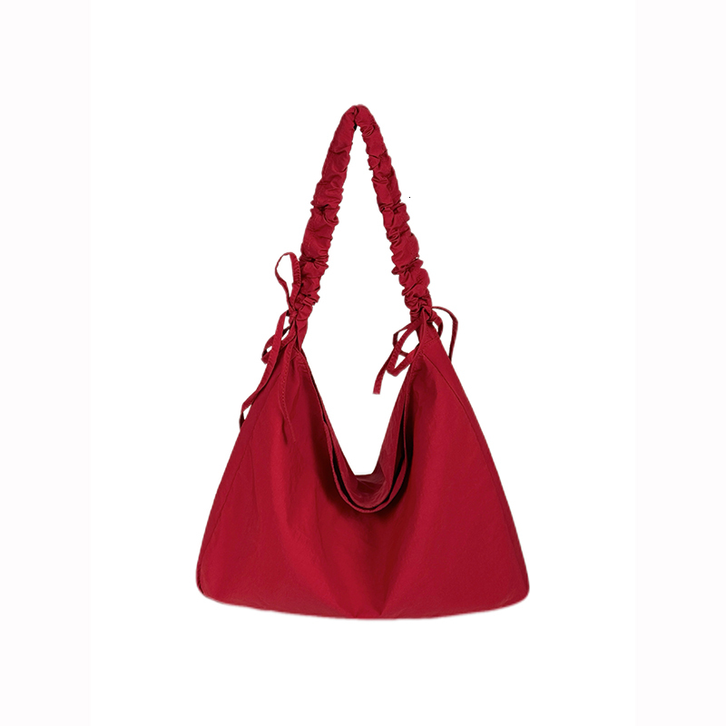 2025 Autumn Korean Fold Drawstring Cloud Bag New Large Capacity Lazy Crossbody Bag Commuting Canvas Bag Women's Crossbody Bag Women's Should