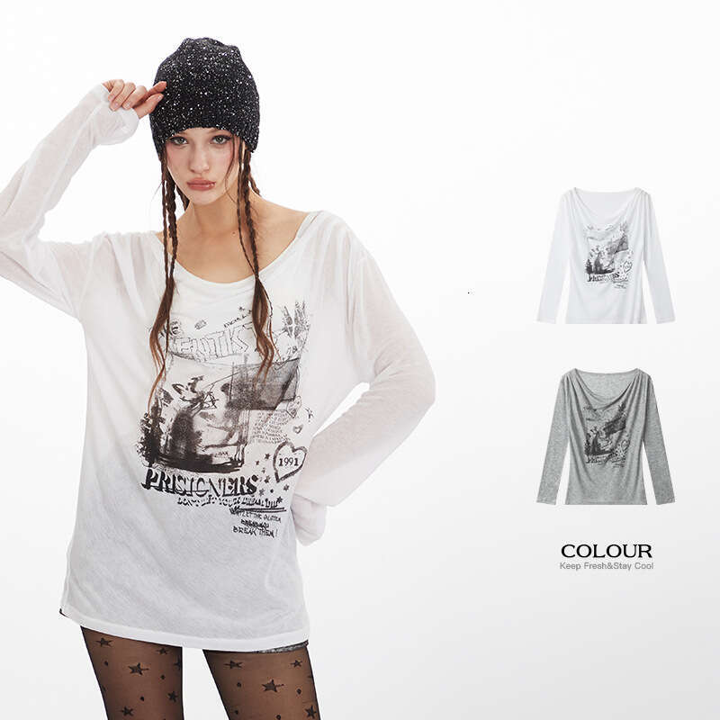 American Style Round Neck Niche Design Loose New Spring And Autumn Long Sleeve T-Shirt For Women Hot Girl Top B5