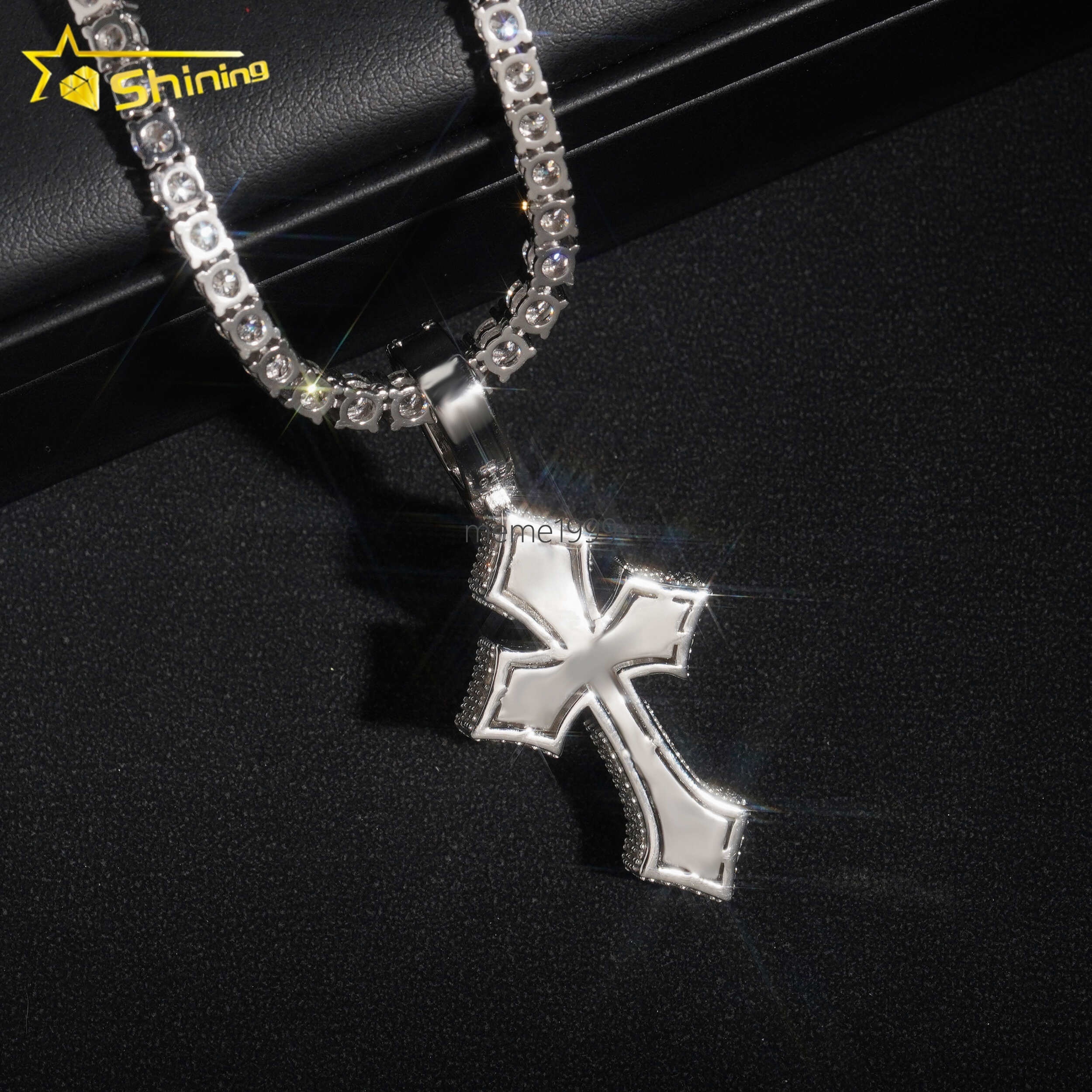 Wholesale Luxury baguette Diamond Pass Diamond Tester 925 Silver Hip Hop Iced Out Vvs Moissanite Cross Pendant
