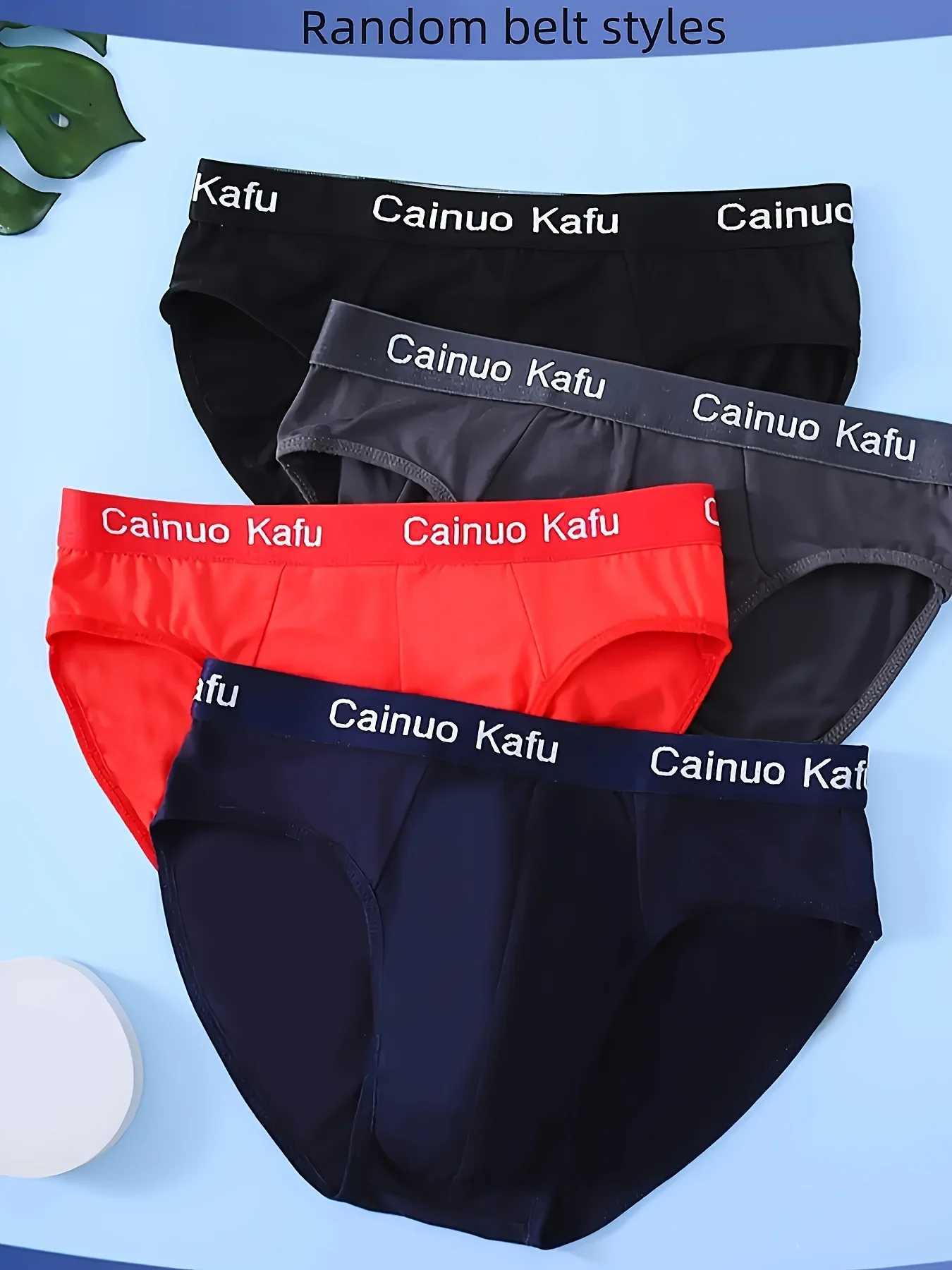 4PCS Breathable Mens Comfy Underwear Soft Stretchy Briefs Casual Plain Color Underpants W250819