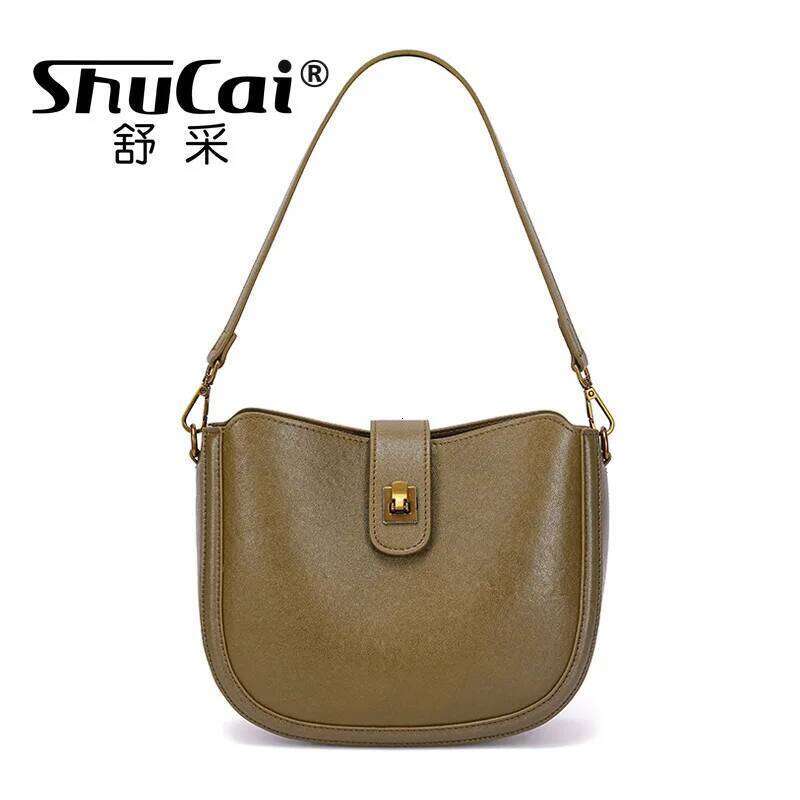 Women Genuine Leather Shoulder Crossbody Bags Ladies Soft Cowhide Handbag Female Fashion Designer High Quality Saddle Bag