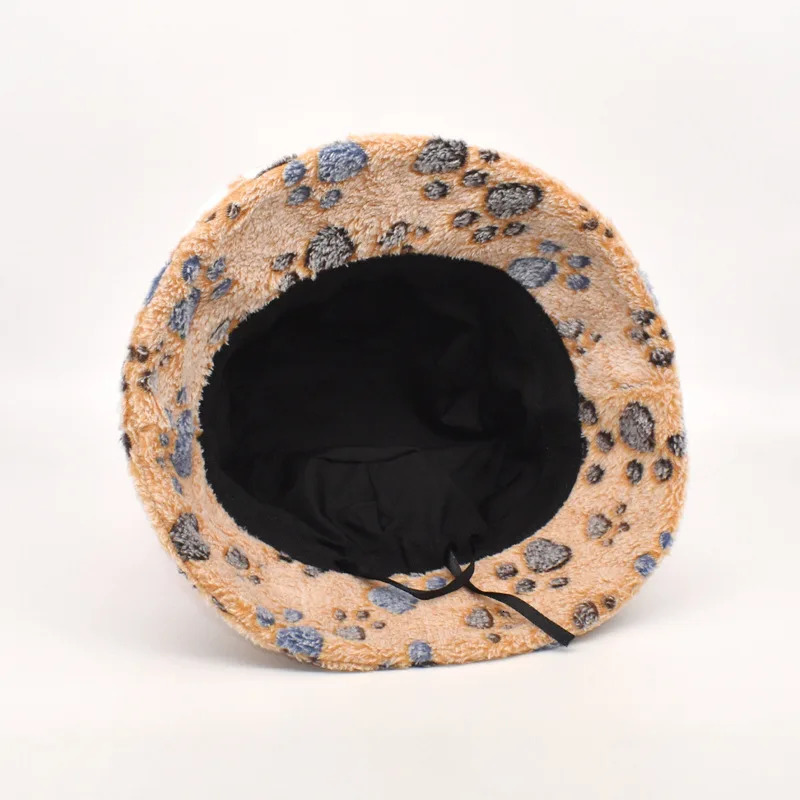 Winter Bucket Hat Womens Fashion Leopard Panama Warm Hats Female Vintage Faux Fur Fisherman Cap Hats For Women Drop 250819