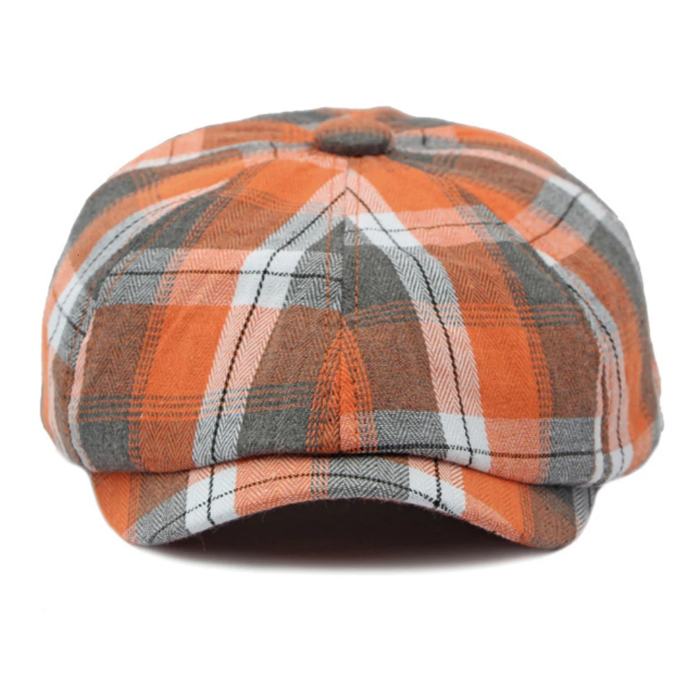 HT64 Beret Cap Spring Summer Sun Hat Octagonal Caps for Men Women Plaid Artist Painter Beret Hat Flat Cap Male Female Berets 250814
