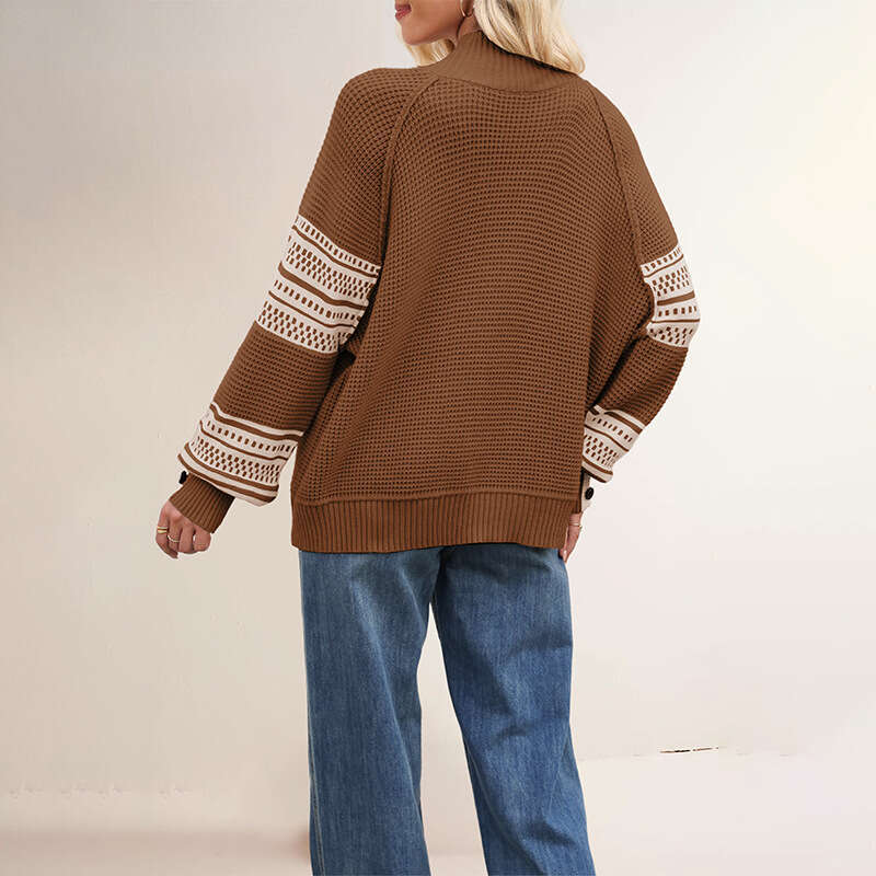 New Autumn Winter Women's Tiktok Knitted Half Turtleneck Fashion Pullover Sweater B3