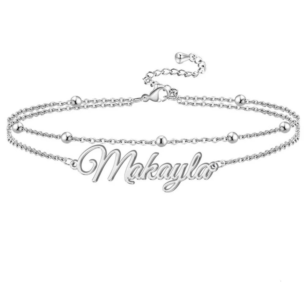 Custom Name Anklet Bracelet Womens Stainless Steel Anklet Personality Double Letter Anklet Bracelet Jewelry 250815