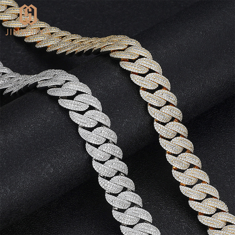 18mm Hip Hop Jewelry 925 Silver Necklace Iced Out CZ Diamond Moissanite Cuban Link Chain Necklaces for Men