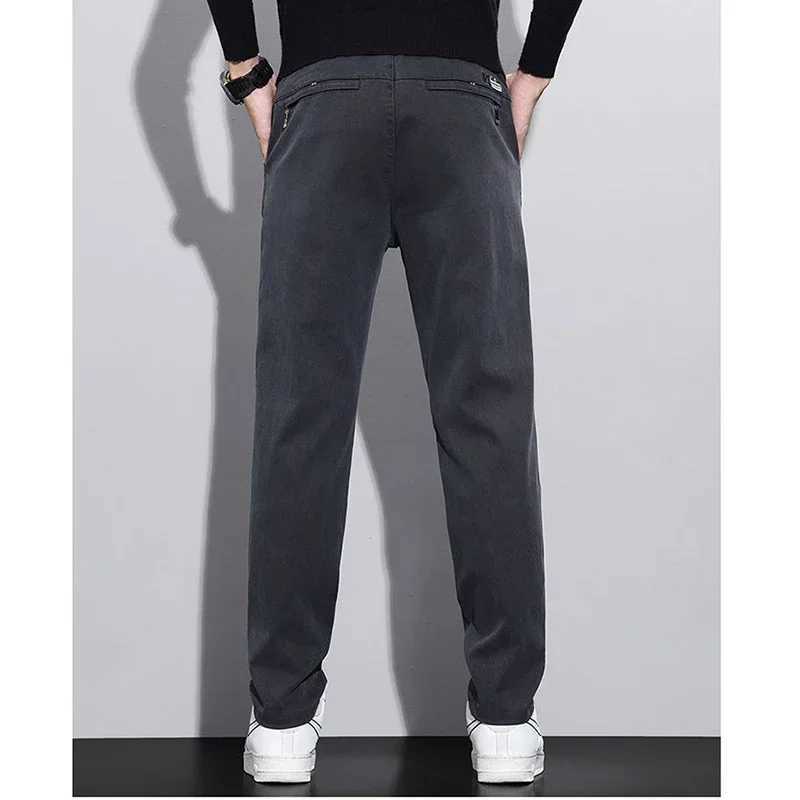 2025 Spring Summer Mens Commute Straight Leg Slim Fit Pants Men Business Casual Pants Mens Gray Elastic Tight Narrow Leg Pants W250819