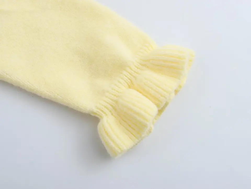 TRAFZA Women Elegant Knit Cardigan Yellow Petal Sleeve Sweater Spring Fashion Versatile Sweet Vibrant 250819