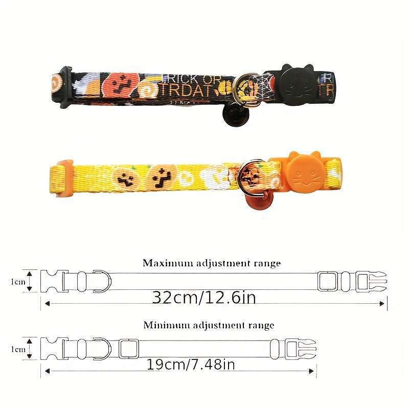 New Halloween Supplies Cat Collar Printed Kitten Neck Bell O Ring Adjustable Pet Neckband Necklace