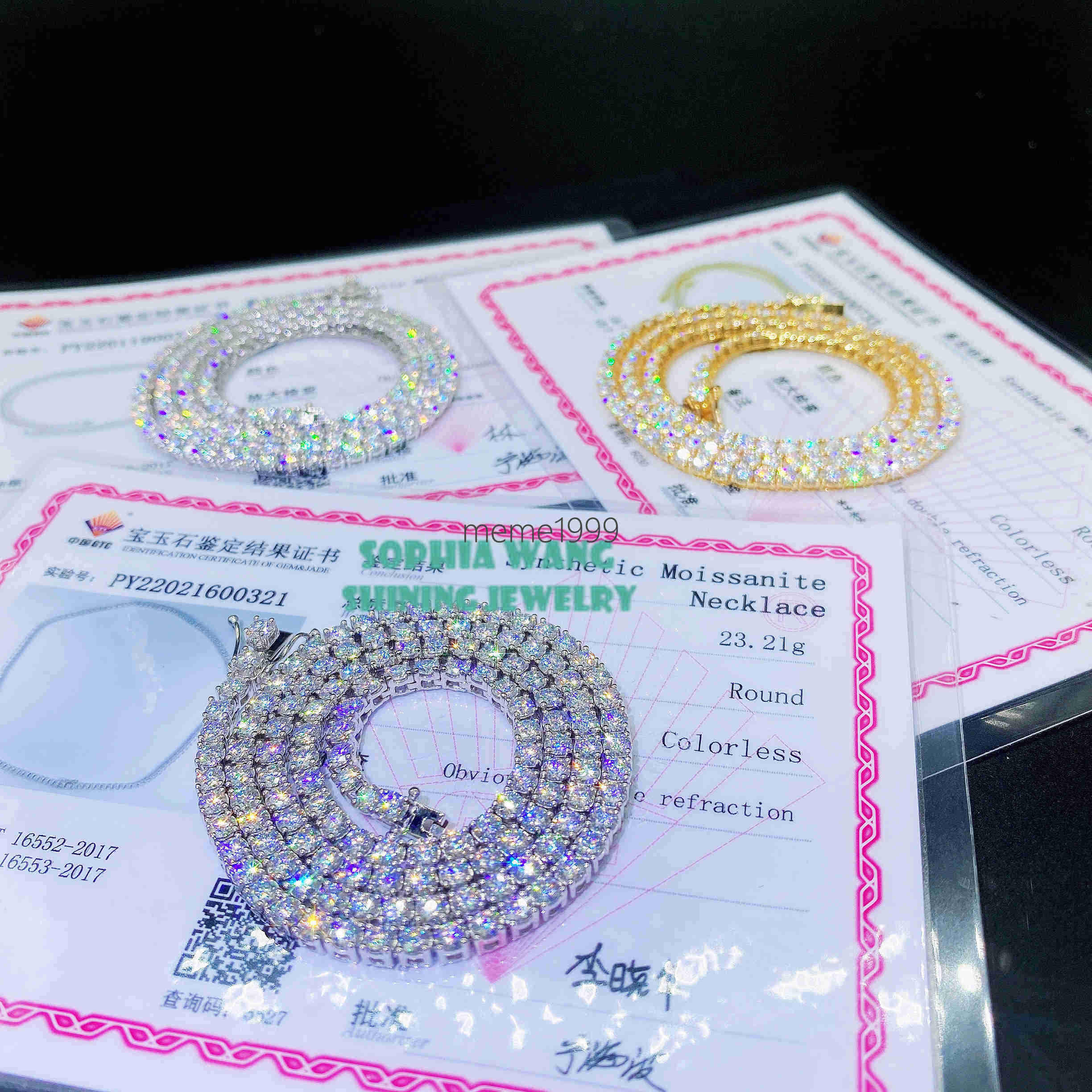 Hot Selling Moissanite Diamond Solid Gold 2MM 3MM 4MM 5MM Classic Necklace Bracelet Mens Chains Jewelry Tennis Chain