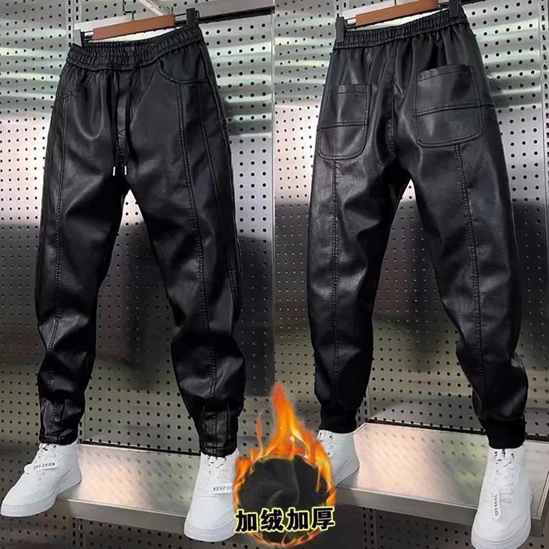 Leather Pants Mens Hip Hop Harem Loose Trousers Outdoor Jogger Sweatpants Luxury Elastic Waist Waterproof Mens Pants W250819