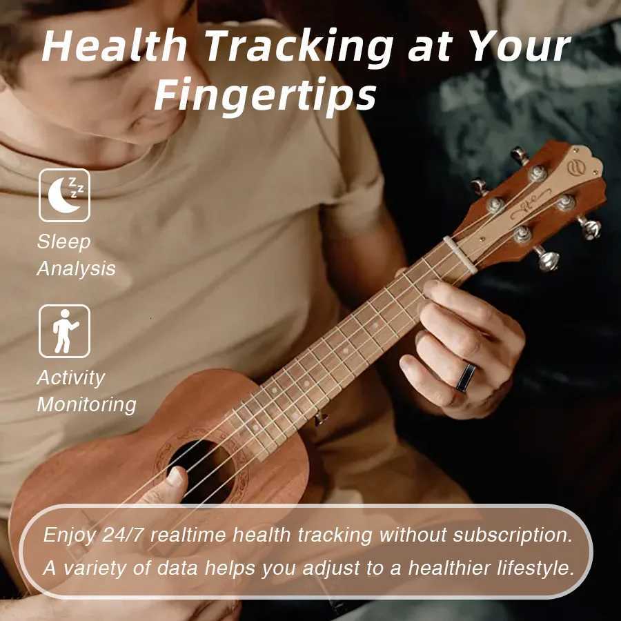 Smart Ring Fitness Tracker Sleep Tracking Wearable Accurately Monitor Pedometer Temperature App for iOS and Android (Black) W250819