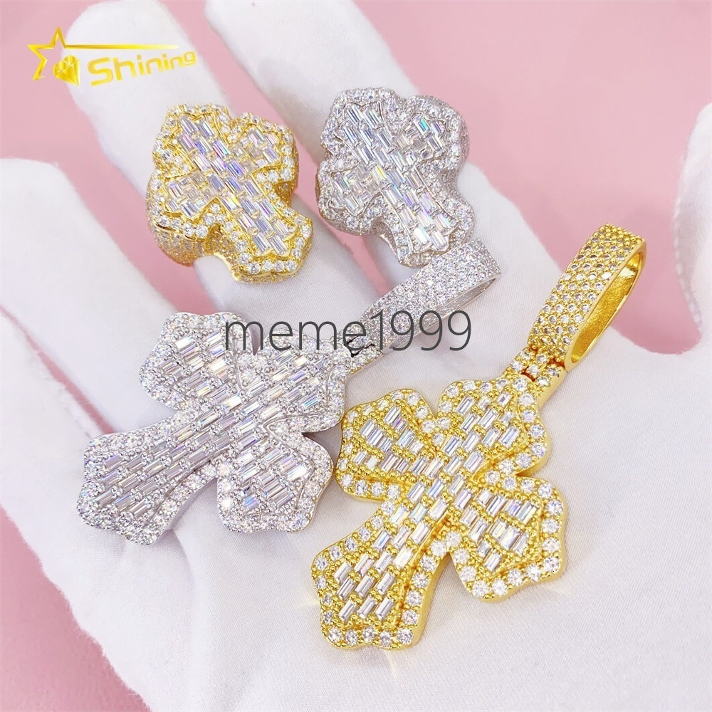 New Design Silver 925 VVS Moissanite Hip Hop Iced Out Fine Jewelry Necklace Men Pendant Cross Pendants With Cross Ring