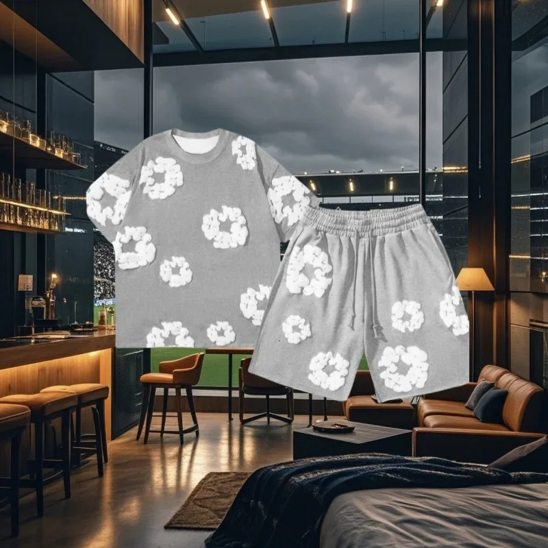 American Fashion Street Trend Kapok Printing 3dTshirt Set Comfortable Breathable Motorcycle Quick Drying 2025 Mode 250819
