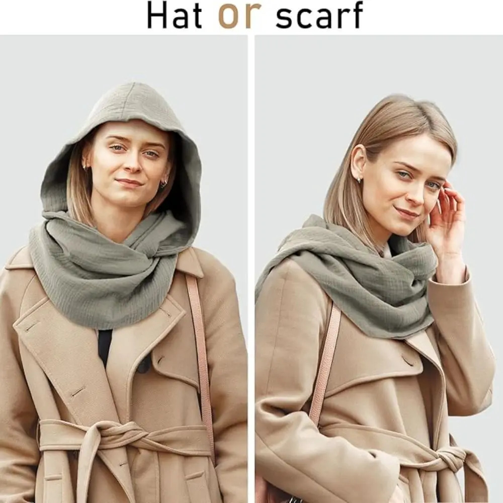 Scarf Shawl Scarf Cape Multifunctional Usage Fashion Multifunctional Hooded Cowl Solid Color Soft Linen Cotton Cowl Hood 250818