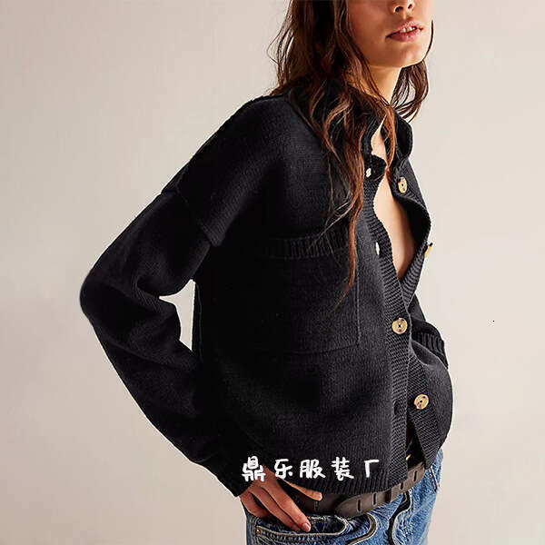 Winter Knitted Jacket Stand Collar Solid Color Cardigan Sweater Women's New Style B5