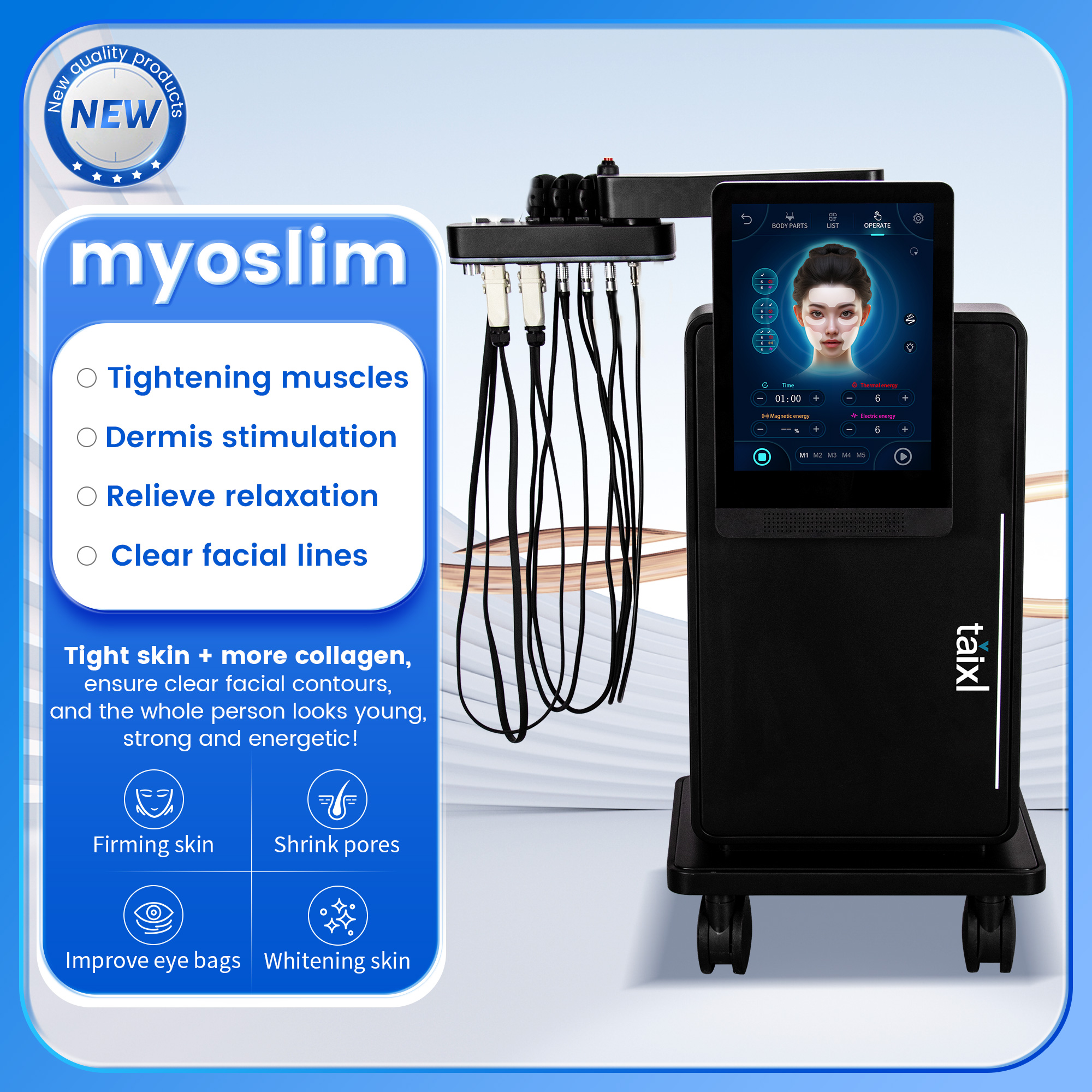 Portable EMS RF Electromagnetic Building Face Lifter Skin Firming Wrinkle Removal Device for Beauty & Health