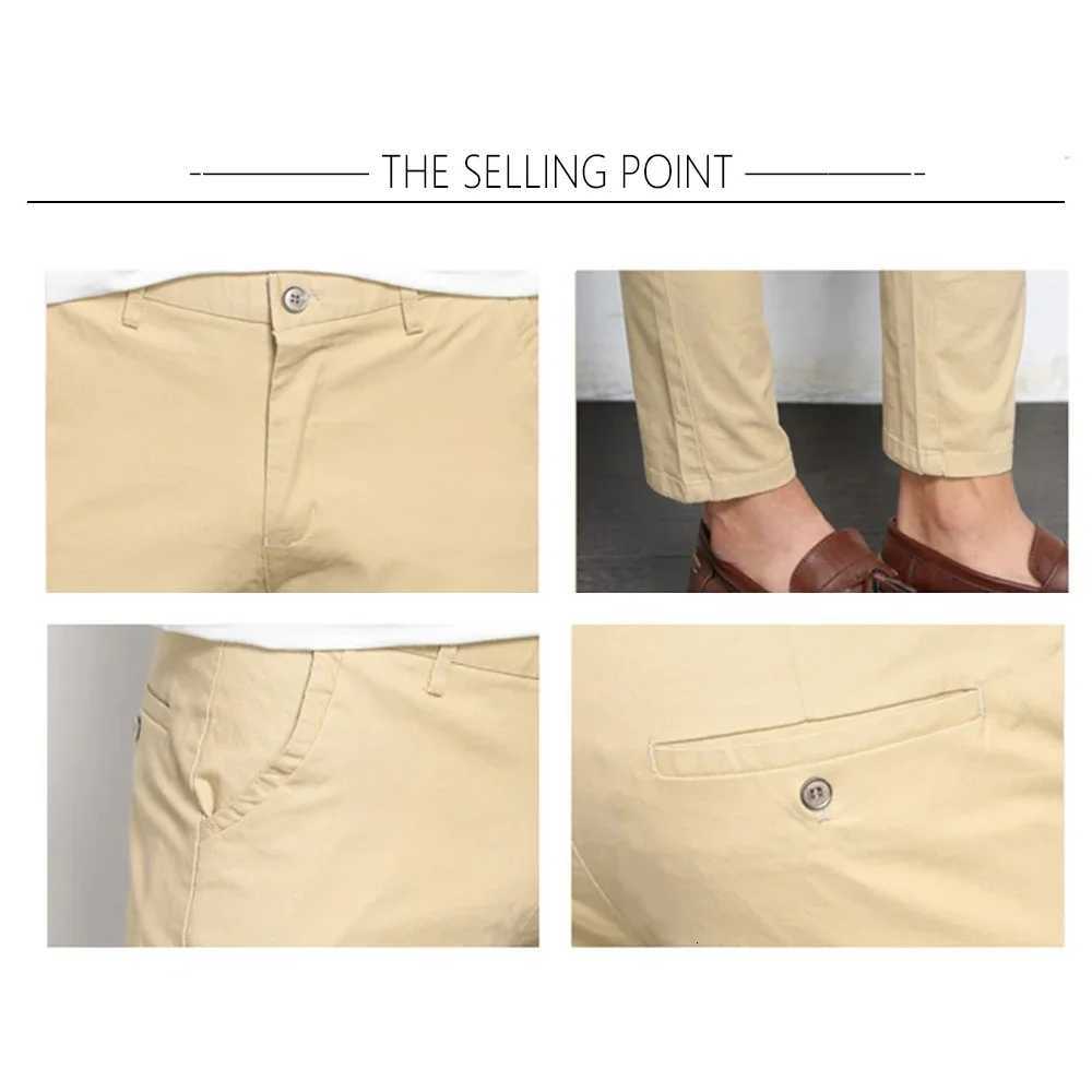Brown Summer Men Fashions Solid Color Casual Pants Men Straight Slight Elastic Ankle-Length High Quality Formal Trousers Men W250819