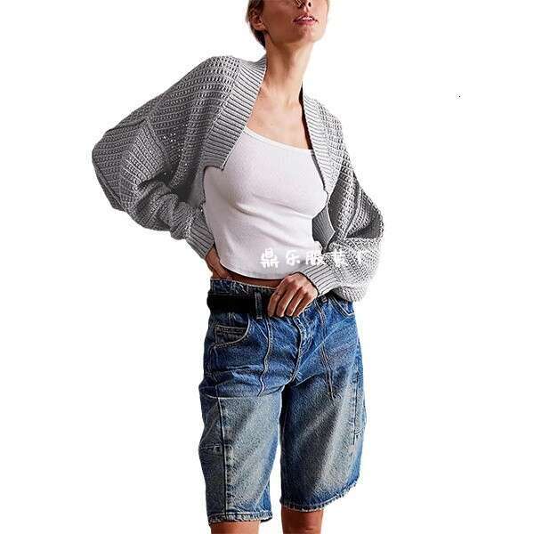 Autumn And Winter New Temu Fashion V-Neck Batwing Sleeve Knitted Cardigan Sweater Women's Clothing B5