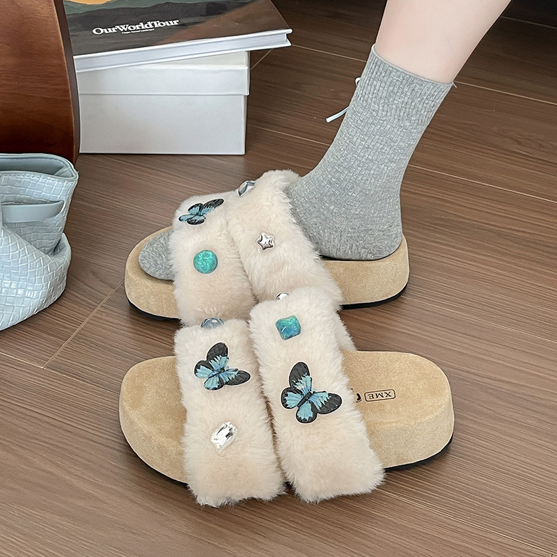 new Free delivery designer Women cotton mop Simple and fashionable woolen slippers anti slip plush slippers for indoor and outdoor use