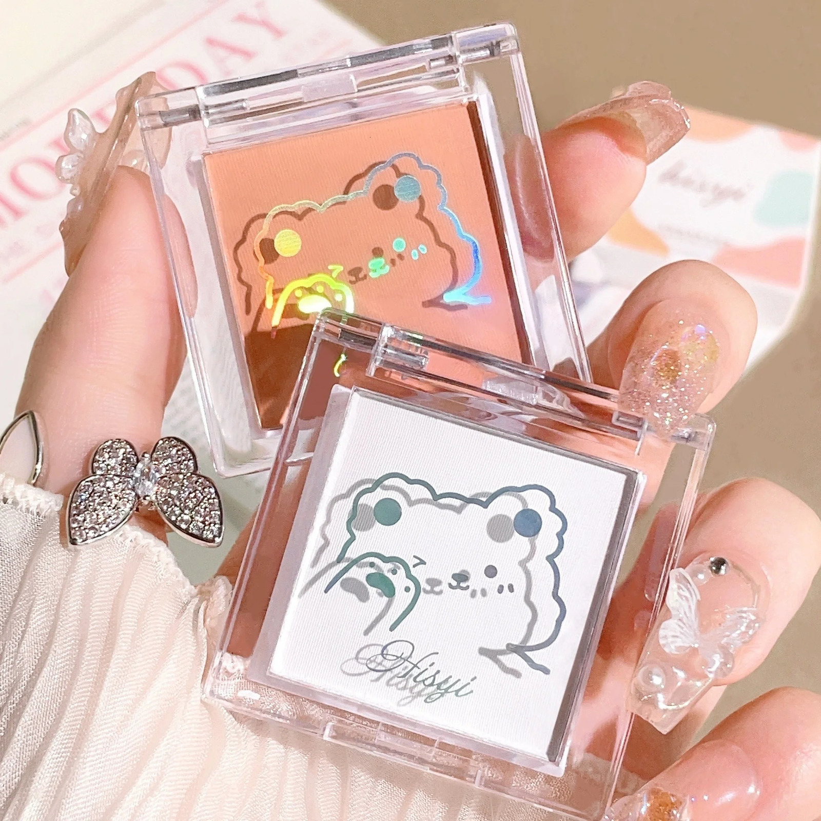 Long Lasting Matte highlights with eyeshadow tray - Shiny glitter for natural contours of all skin tones orange and white 250811