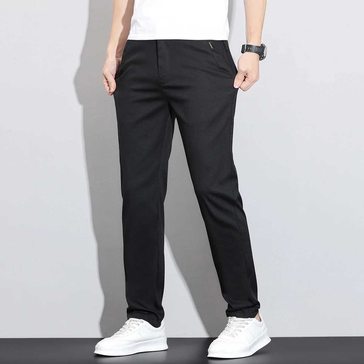 Breathable Stretch Thin Lyocell Casual Pants Men Straight Fashion Business Spring Summer Trousers Work Versatile Mens Clothing W250819
