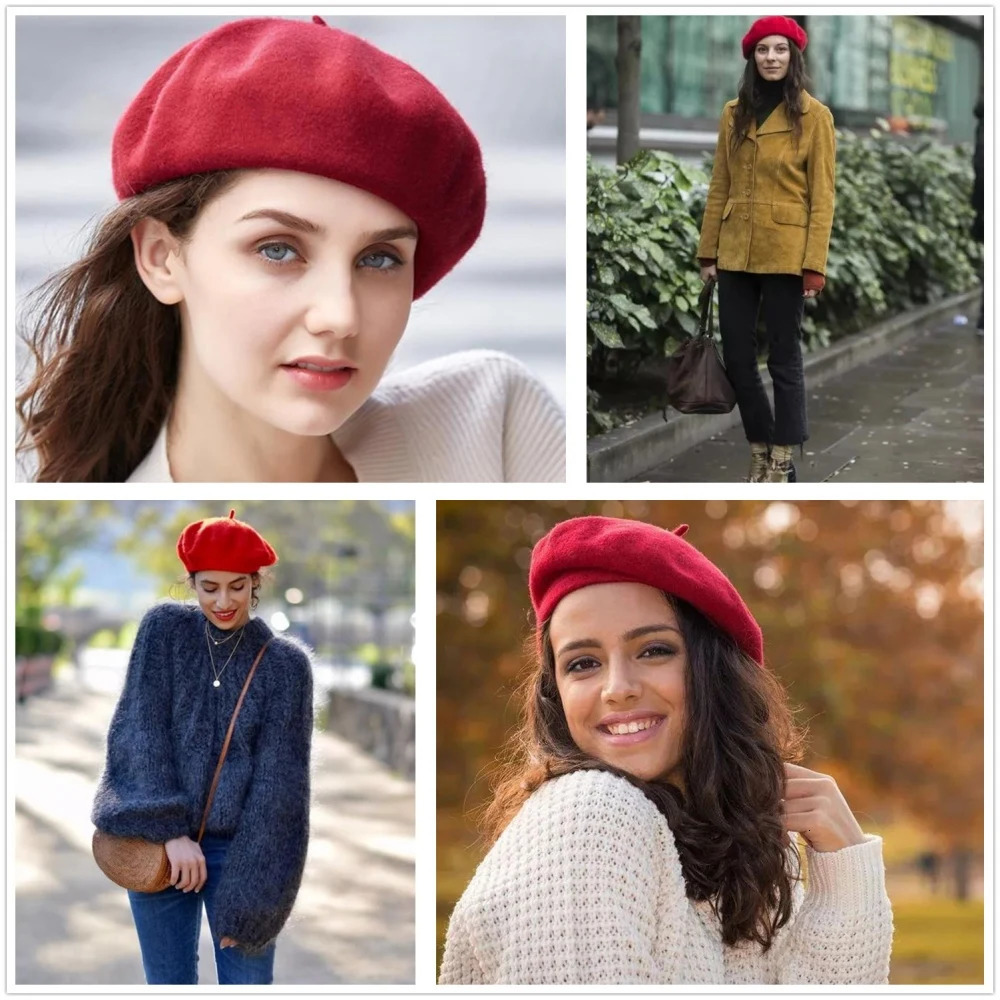 Women Wool Berets Autumn Winter Warm Beanie Hat Retro Artist Style Caps Solid Color Women Elegant Beret Fashion Casual Hat 250819
