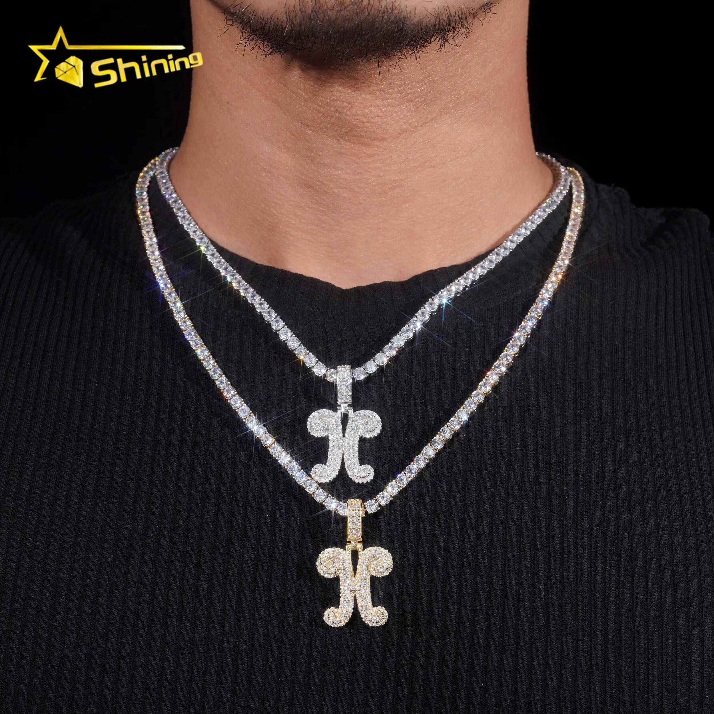 New Design Iced Out Diamond Letter H Pendant Custom Hip Hop 925 Silver Gold Plated VVS Moissanite Pendant Men Women Fine Jewelry