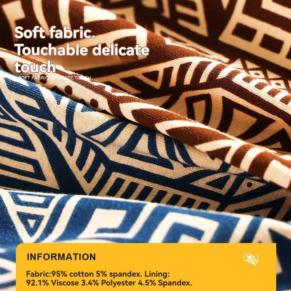 3PCS/Pack Soft 00% Cotton Vintage Print Mens Underpants Breathable Comfort Mesh Crotch Boxer Shorts High Elastic Waist Underwear W250819