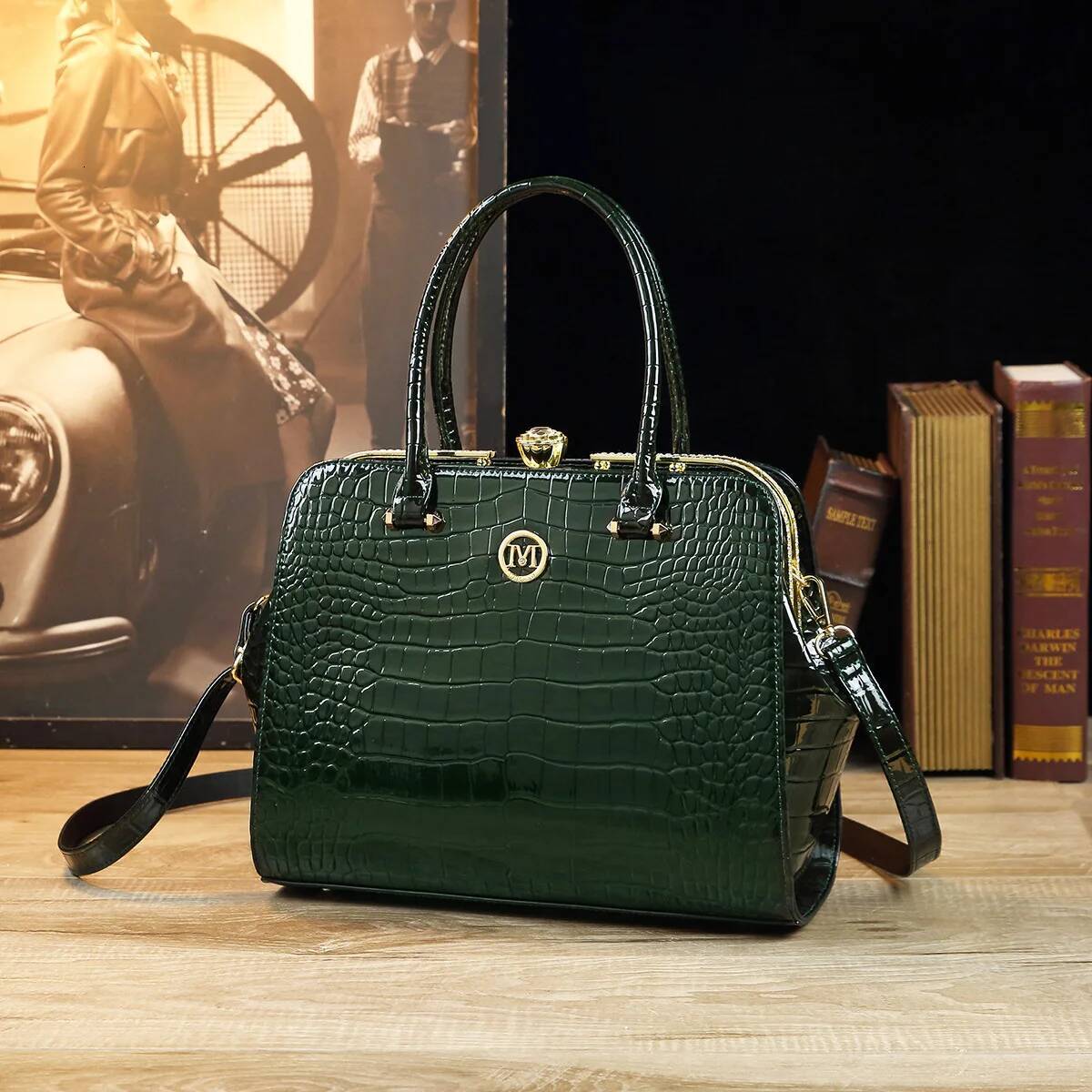 Crocodile Print Leather Women's Handbags Fashion Clip Bag Cover Elegant Portable Shoulder Messenger Bags 2024 New