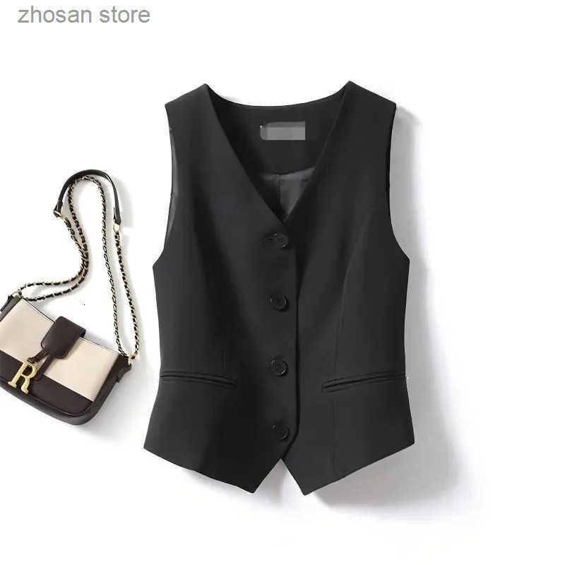 Summer VNeck Vest Women Thin Loose Waistcoat Single Breasted Slveless Blazer Female Slim Short Femme Buttons 250207 S250819