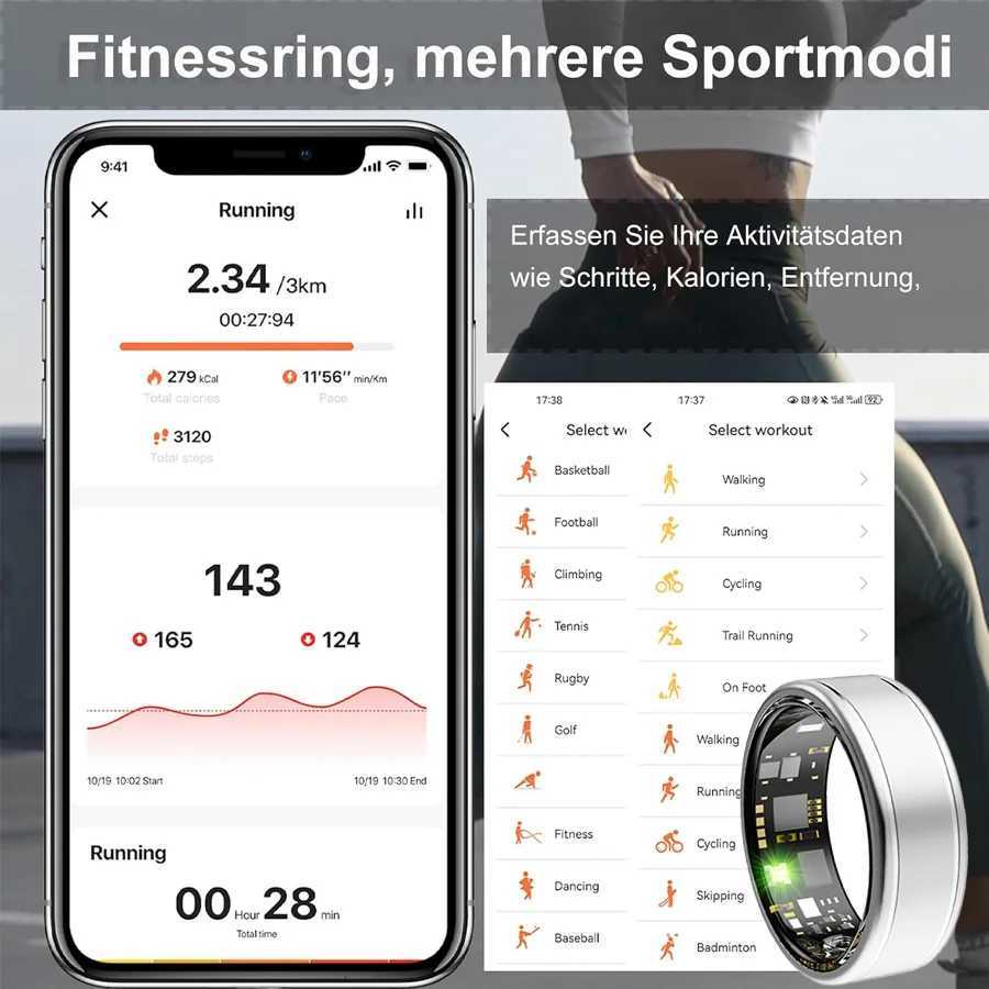 Little Meatball Health Fitness Tracker Smart Ring with Calorie/Blood Pressure/Sleep Monitoring IP68 for Pedometer Workouts W250819