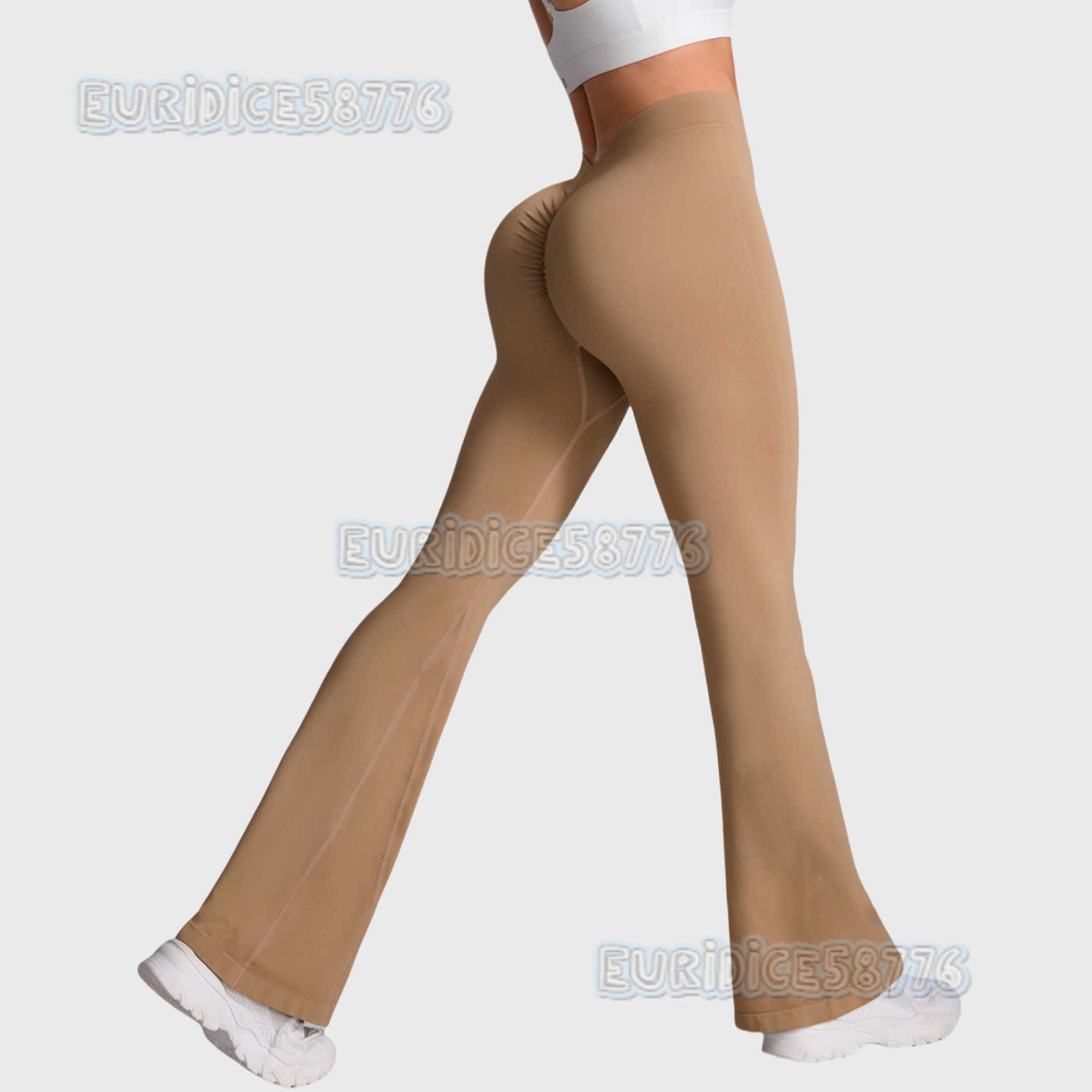 High Waist Tummy Control Yoga Pants Women Deep v Flared Peach Hip Sports Tight Pants High Elastic Running Fitness Long Pants H250819