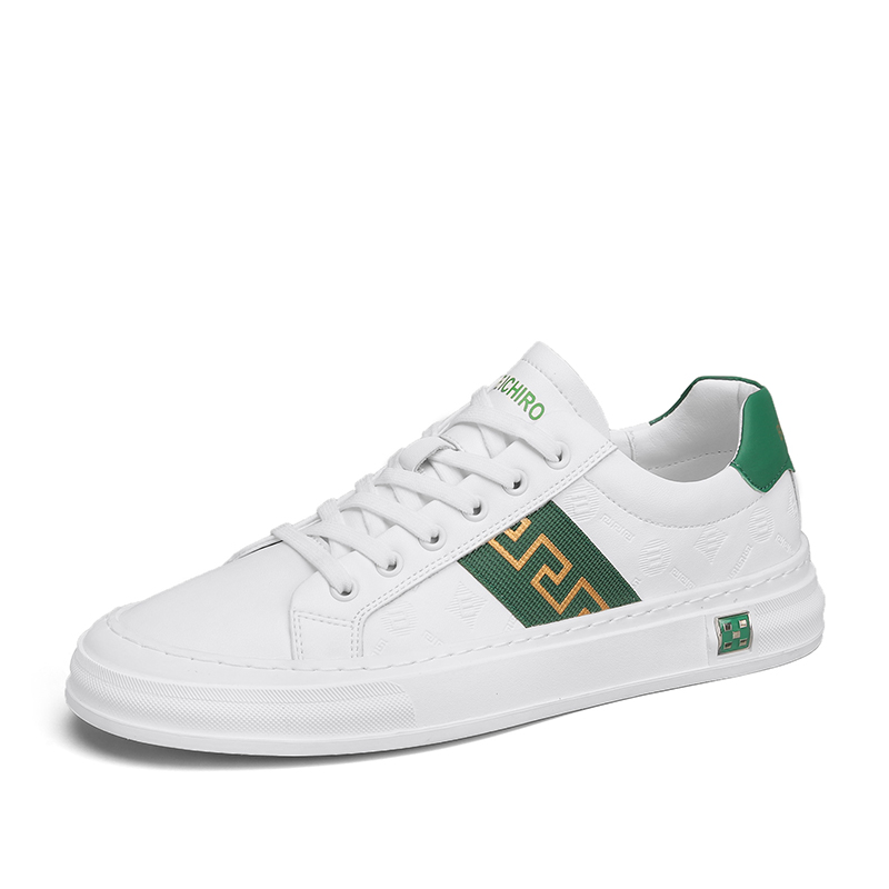 Men's summer British trend plimsoll shoes 2025 new genuine leather soft sole white shoes men's breathable versatile casual