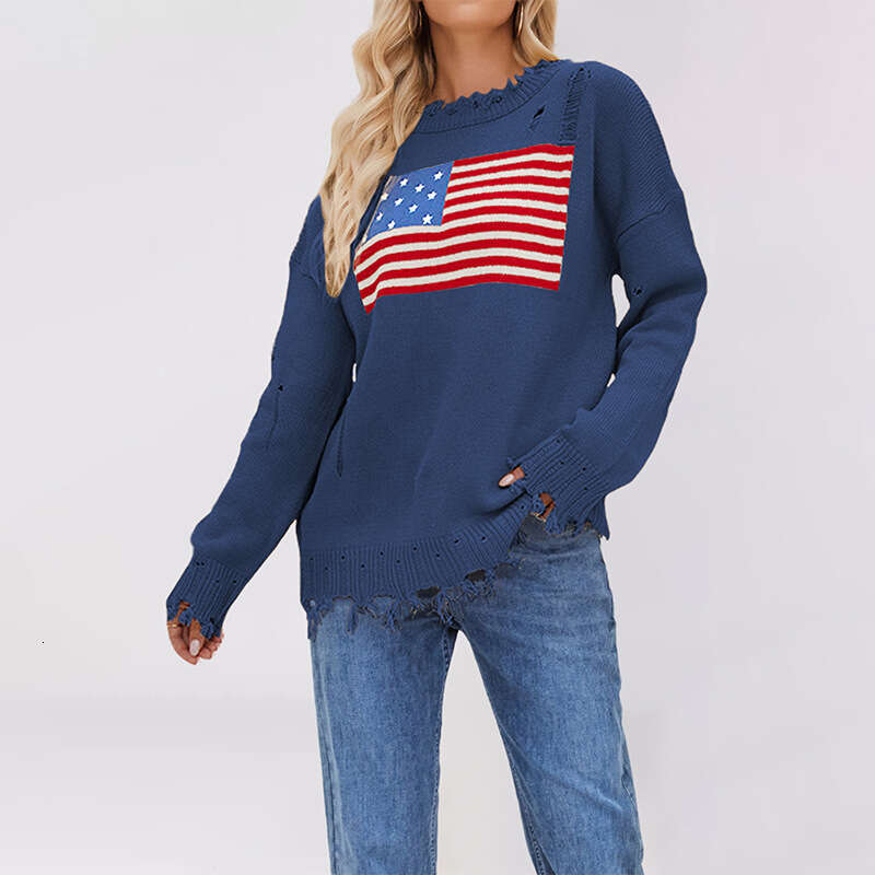 New Temu Round Neck Women's Independence Day Fashion Sweater B5