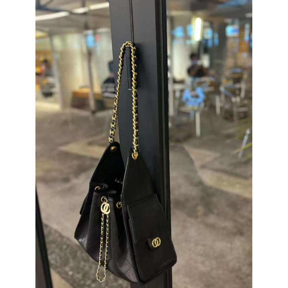 Style Washed Denim Hippie Underarm Fashion Caviar Wanderer Chain Drawstring Crossbody Bag