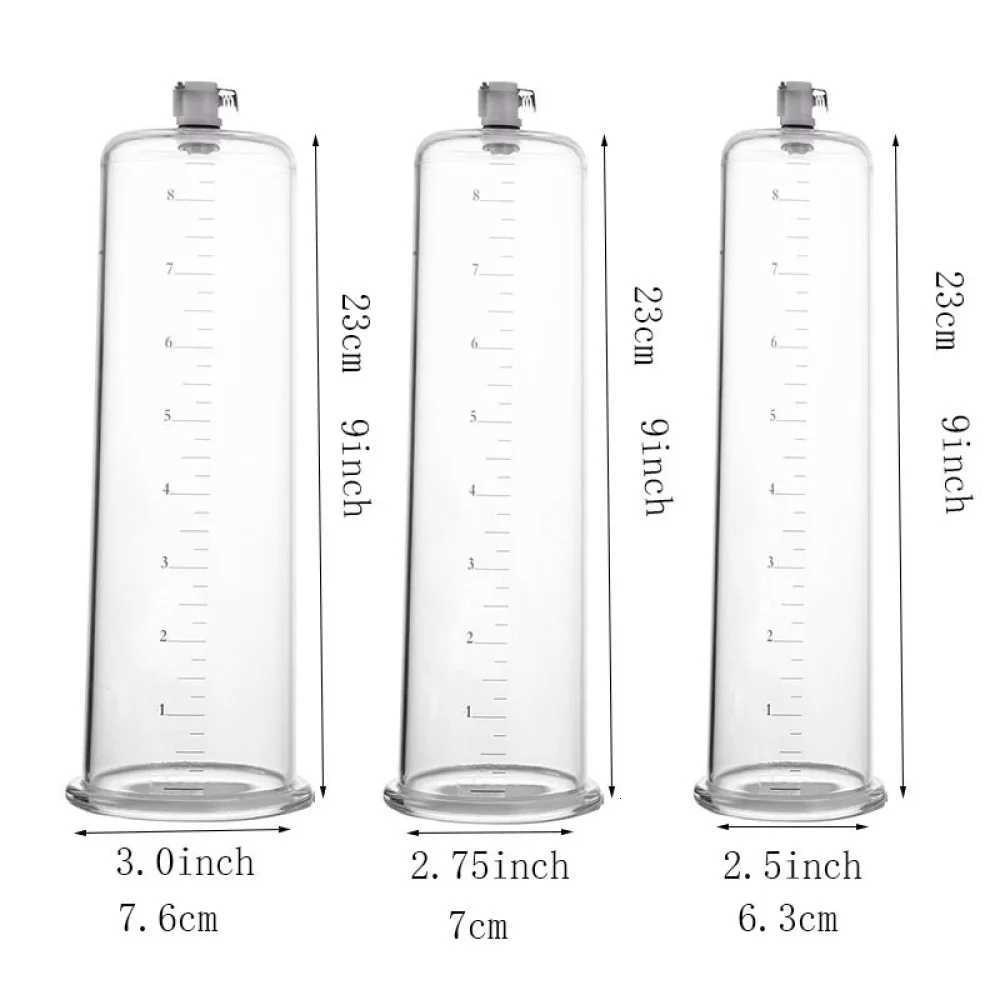 New 9in SMLXLXXL Penis Pump Acrylic Cup Accessories Sex Toy Tools Machine Penis Enlarger Enlargement Adult Sexy Toys for MenXJ250819