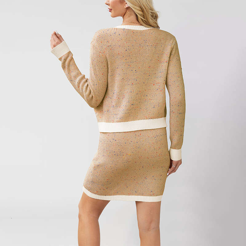 New Autumn And Winter Women's Clothing Knitted Cardigan Pocket Button Set B5