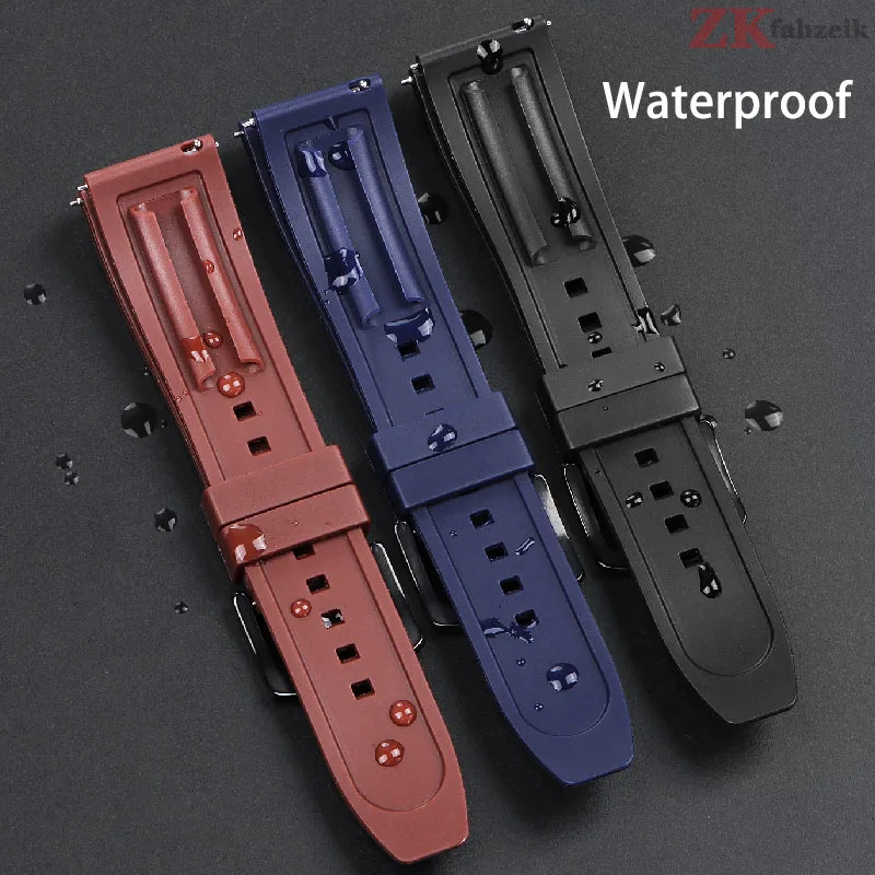 Premium Grade Vulcanized FKM Rubber Watch Strap for for Rolex 20mm 22mm 24mm Quick Release Watchbands Rubber Strap Tropic 250818