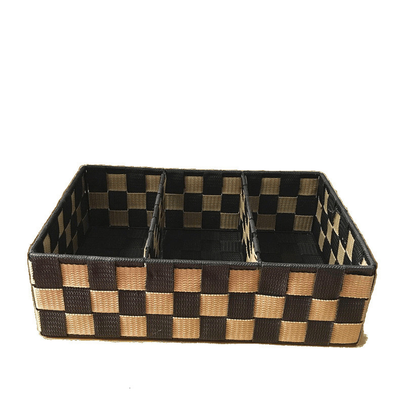 Desktop Storage Box Multi Purpose Organizer Fabric Woven Blue for Keys Cosmetics Compartment Home Use in Living Room Bedroom Kitchen Durable