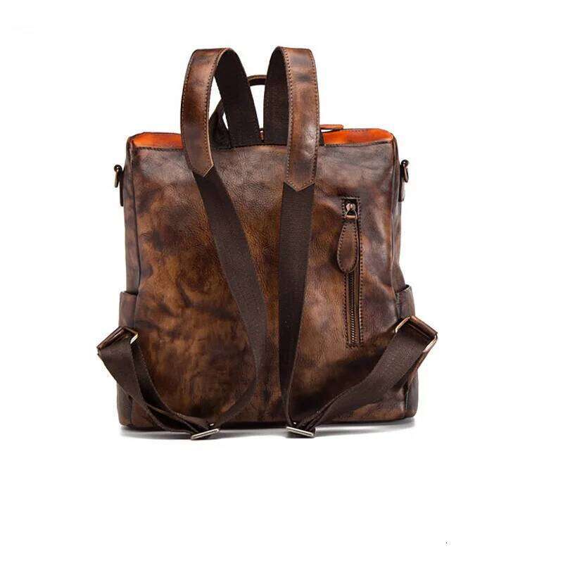 Vintage Genuine Backpack Woman Patchwork First Layer Cowhide Travel Bags Handmade Real Cow Leather Shoulder Bag