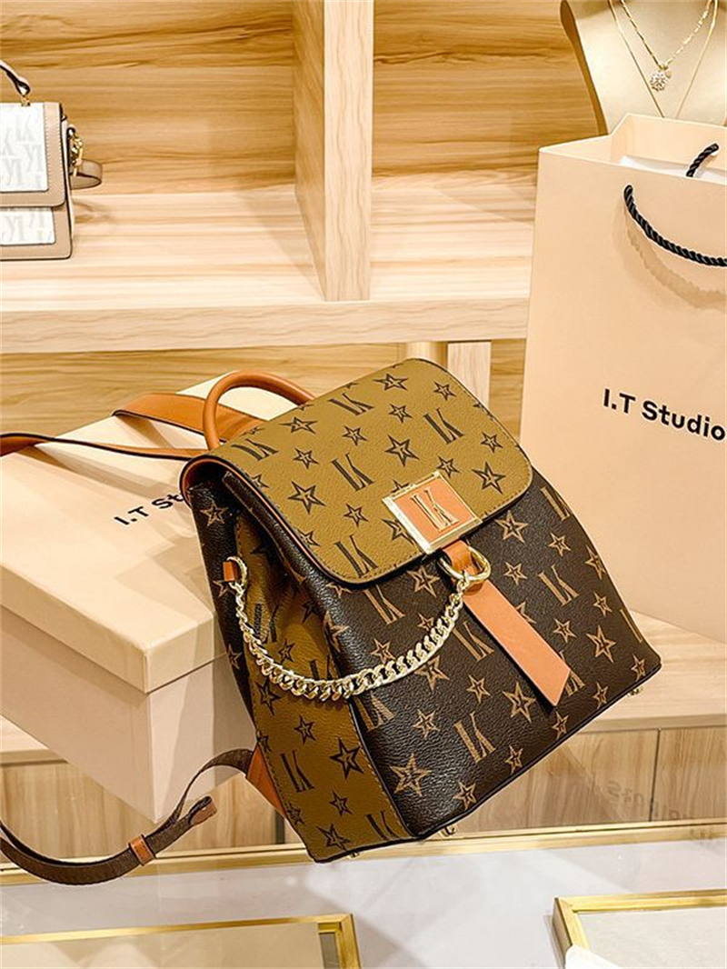 LORDLY KNACK designer bag light luxury genuine leather Backpack bag versatile high-quality fashion printed letters backpack for woman
