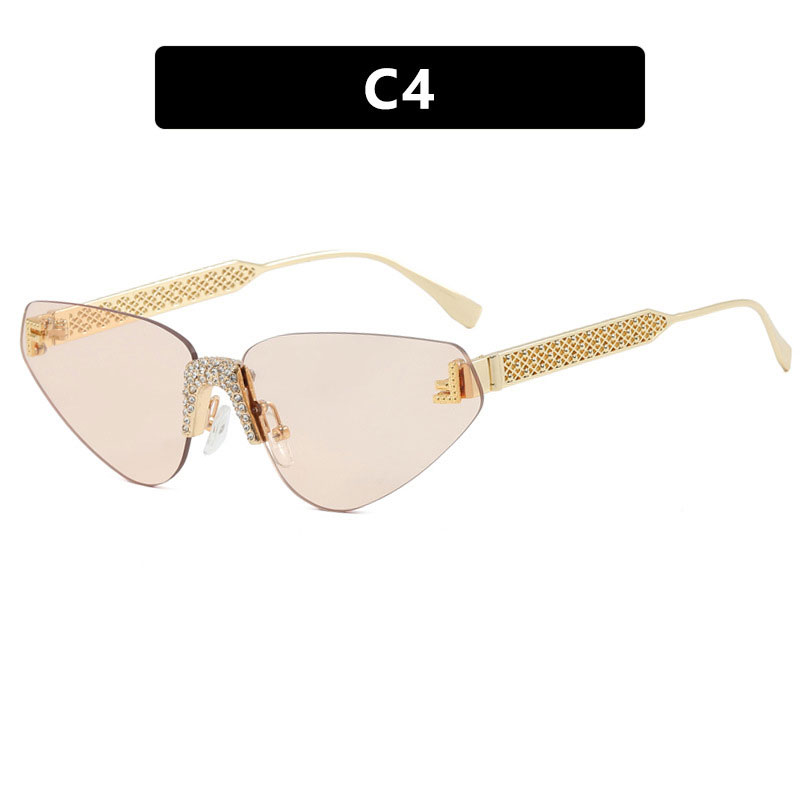 Rimless Oval Shape Unisex Eyewear with Metal Letter 'F' Vintage Inspired Solar Protective Goggles
