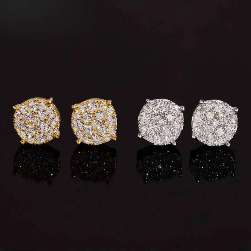 Fine Pass Tester Stocks Sterling Sier Iced Out Hip Hop Jewelry VVS Sparkling Moissanite Stud Earring Men Earrings