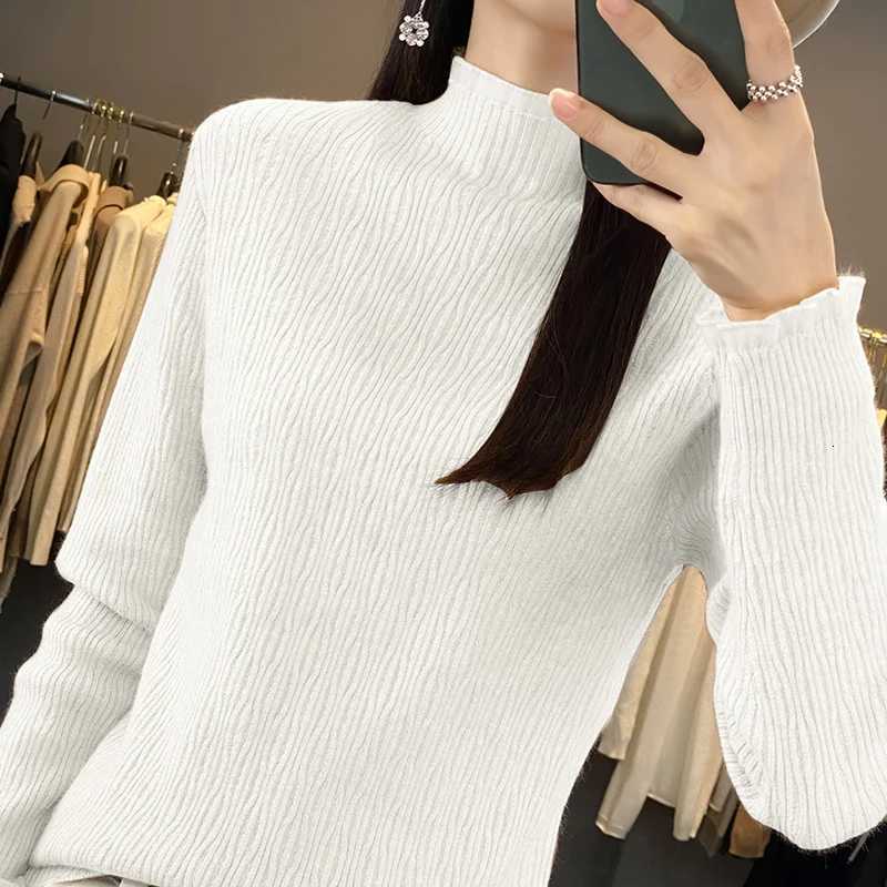 Half Height Womens Cashmere Sweater Pullover 2024 Autumn and Winter Tight Comting Basic Knitted Sweater Top XJ250819